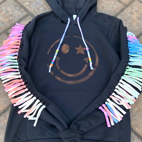 star smile fringe hoodie